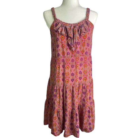 Rebecca Taylor Pink Silk Dress Patterned Ruffled 2 - Picture 1 of 9